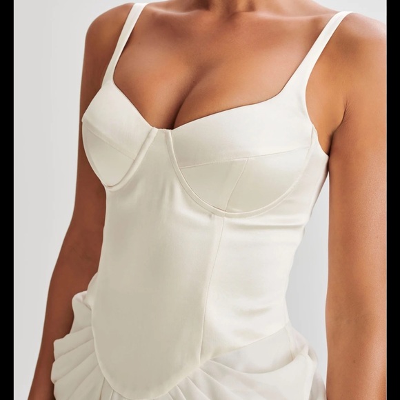 MESHKI Leila Satin Corset Maxi Dress XXL sexy wedding Bridal off White SEE - Picture 5 of 12